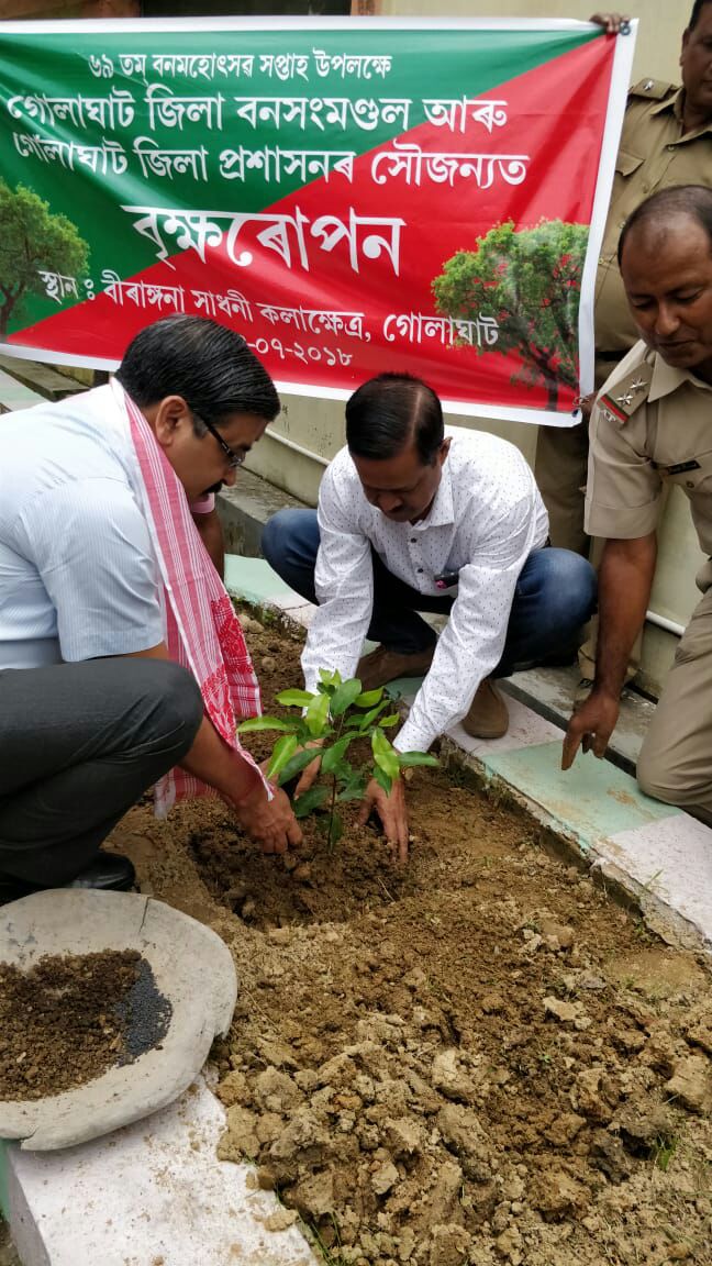 ৬৯ সংখ্যক বন মহোৎসৱ উৎসৱ উপলক্ষে বৃক্ষৰোপণ গোলাঘাট জিলাৰ উপায়ুক্ত গৌৰৱ বোথ্ৰাৰ, মঙলবাৰে গোলাঘাটৰ সতী সাধনী ক্ষেত্ৰত