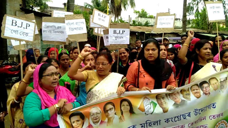 মূল্যবৃদ্ধিৰ প্ৰতিবাদত ডবকাত মহিলা কংগ্ৰেছৰ প্ৰতিবাদ