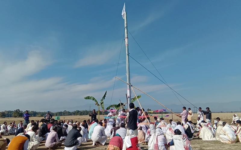 একশৰণ ভাগৱতী সমাজ অসমৰ পঞ্চদশ ত্রি-বাৰ্ষিক অধিবেশনৰ লাইখুঁটা স্থাপন