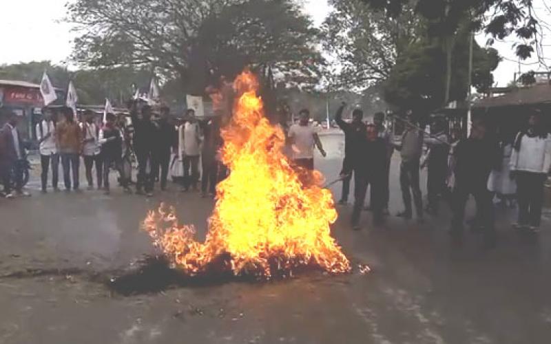  তামুলপুৰত প্ৰধান মন্ত্ৰীৰ পুত্তলিকা দাহ আছুৰ