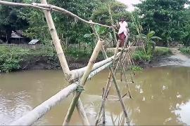 চৰকাৰৰ কৃপাদৃষ্টিৰ অপেক্ষাত ধলপুৰৰ এখন বাঁহৰ সাঁকো 